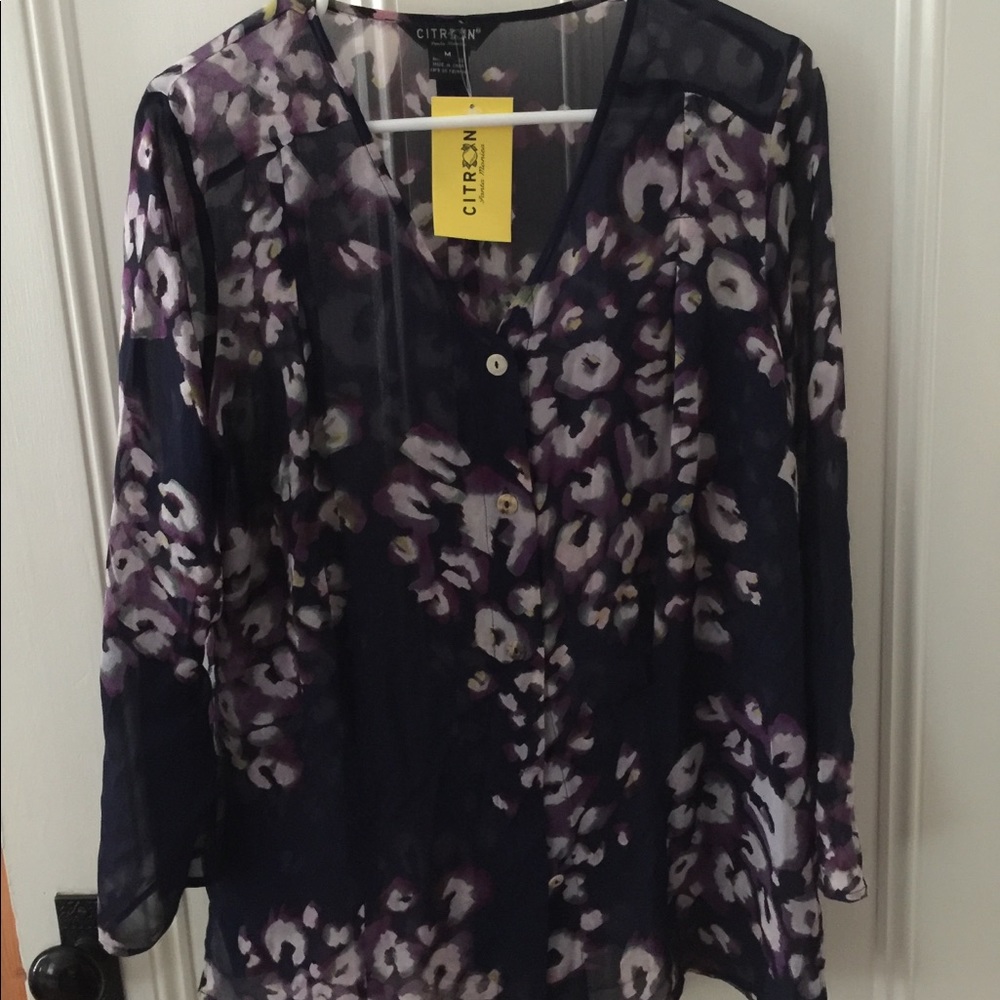 Citron Santa Monica Top, NWT, M, Silk Georgette